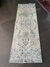 Load image into Gallery viewer, Vintage Turkish Tan, Green and Brown Runner Rug
