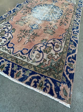Load image into Gallery viewer, Vintage Turkish Salmon and Royal Runner Rug
