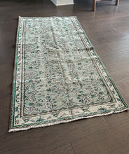 Load image into Gallery viewer, Vintage Turkish Ecru, Sage and and Green Runner Rug
