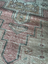 Load image into Gallery viewer, Vintage Ecru and Faded Red and Blue Turkish Runner Rug
