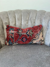 Load image into Gallery viewer, Vintage Rust Floral Turkish Rug Pillow

