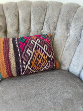 Load image into Gallery viewer, Vintage Brown, Pink and Yellow Kilim Rug Pillow
