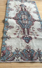 Load image into Gallery viewer, Vintage Turkish Ivory, Blue and Pink Runner Rug
