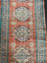 Load image into Gallery viewer, Vintage Orange, Turquoise and Blue Runner Rug
