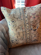Load image into Gallery viewer, Turkish Ecru, Navy and Lavendar Pink Rug Pillow
