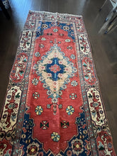 Load image into Gallery viewer, Vintage Turkish Brick and Navy Runner Rug
