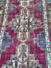 Load image into Gallery viewer, Vintage Turkish Purple and Magenta Runner Rug
