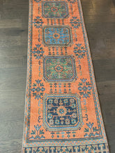 Load image into Gallery viewer, Vintage Orange and Blue Turkish Runner Rug
