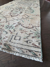 Load image into Gallery viewer, Vintage Turkish Tan, Green and Brown Runner Rug
