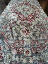 Load image into Gallery viewer, Vintage Turkish Gray and Maroon Runner Rug
