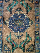Load image into Gallery viewer, Vintage Turkish Jewel Tones with Brown Ruggie Rug
