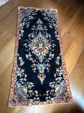 Load image into Gallery viewer, Vintage Turkish Navy and Tan Accent Rug
