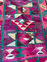 Load image into Gallery viewer, Vintage Turkish Pink, Purple and Turquoise Kilim Runner Rug
