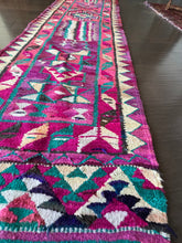 Load image into Gallery viewer, Vintage Turkish Pink, Purple and Turquoise Kilim Runner Rug
