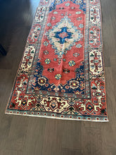 Load image into Gallery viewer, Vintage Turkish Brick and Navy Runner Rug
