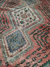 Load image into Gallery viewer, Vintage Pink and Blue Geometric Turkish Accent Rug
