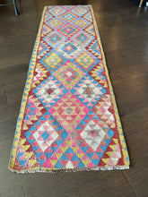 Load image into Gallery viewer, Vintage Pink and Blue Turkish Kilim Runner Rug
