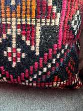Load image into Gallery viewer, Turkish Red, Black and Pink Rug Pillow
