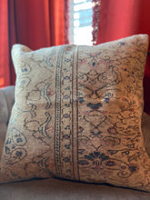 Load image into Gallery viewer, Turkish Ecru, Navy and Lavendar Pink Rug Pillow
