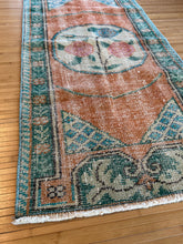 Load image into Gallery viewer, Vintage Turkish Orange and Teal Accent Rug
