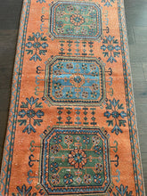 Load image into Gallery viewer, Vintage Orange and Blue Turkish Runner Rug
