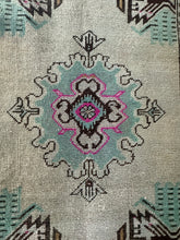 Load image into Gallery viewer, Vintage Turkish Ecru, Light Blue and Pink Ruggie Rug
