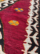 Load image into Gallery viewer, Vintage Turkish Red, Black and White Kilim Accent Rug
