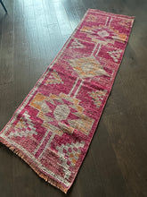 Load image into Gallery viewer, Vintage Fuchsia and Orange Turkish Runner Rug
