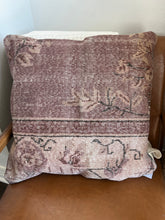 Load image into Gallery viewer, Vintage Turkish Rug Pillow Mauve and Ivory
