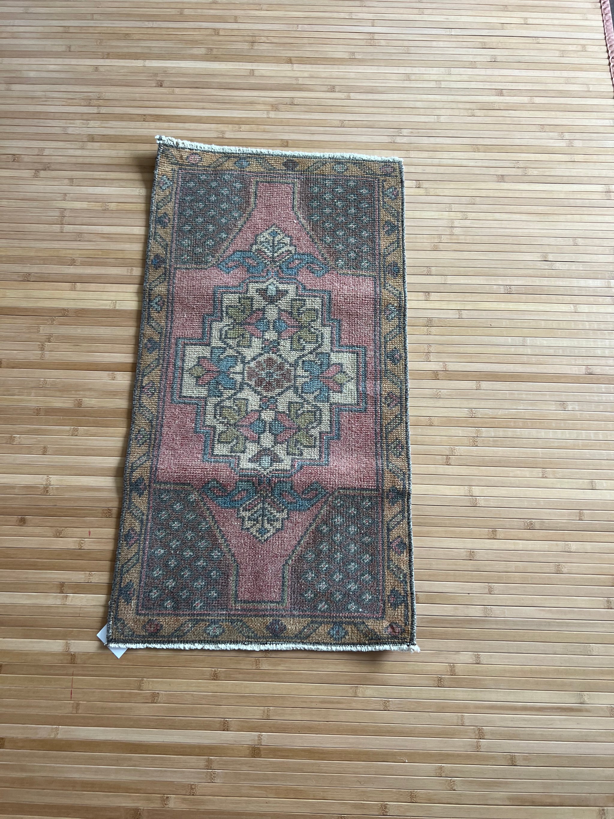 Blue and pink rug, Turkish rug, Vintage rug runner, buy Corridor rug, Oriental rug, Hallway rug, Home decor, Bohemian rug 2.6 x 10.7 Ft MB10175