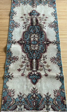 Load image into Gallery viewer, Vintage Turkish Ivory, Blue and Pink Runner Rug
