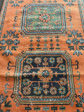 Load image into Gallery viewer, Vintage Orange and Blue Turkish Runner Rug
