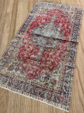 Load image into Gallery viewer, Vintage Turkish Navy, Crimson Accent Rug
