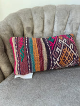Load image into Gallery viewer, Vintage Brown, Pink and Yellow Kilim Rug Pillow
