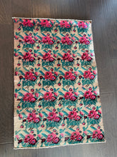 Load image into Gallery viewer, Vintage Pink Roses and Green Leaves Turkish Accent Rug
