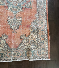 Load image into Gallery viewer, Vintage Turkish Faded Persimmon and Ivory Runner Rug
