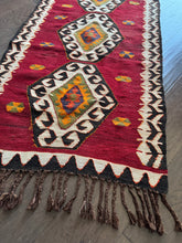 Load image into Gallery viewer, Vintage Turkish Red, Black and White Kilim Accent Rug
