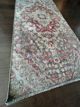 Load image into Gallery viewer, Vintage Turkish Gray and Maroon Runner Rug

