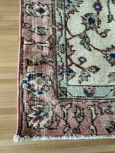 Load image into Gallery viewer, Vintage Turkish Ecru, Pink and Blue Floral Runner Rug
