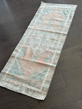Load image into Gallery viewer, Vintage Coral and Aqua Turkish Accent Rug
