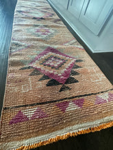 Load image into Gallery viewer, Vintage Turkish Ecru, Pink and Yellow Herki Runner Rug
