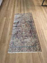 Load image into Gallery viewer, Vintage Turkish Slate Blue and Eggplant Accent Rug
