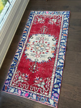 Load image into Gallery viewer, Vintage Turkish Red and Royal Accent Rug
