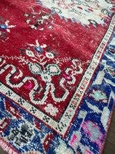 Load image into Gallery viewer, Vintage Turkish Red and Royal Accent Rug
