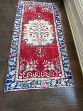 Load image into Gallery viewer, Vintage Turkish Red and Royal Accent Rug
