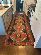 Load image into Gallery viewer, Vintage Turkish Red and Black Runner Rug
