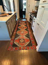 Load image into Gallery viewer, Vintage Turkish Red and Black Runner Rug
