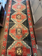 Load image into Gallery viewer, Vintage Turkish Red and Black Runner Rug
