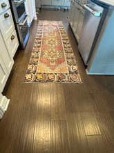 Load image into Gallery viewer, Vintage Turkish Mauve, Blue and Black Runner Rug
