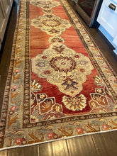 Load image into Gallery viewer, Vintage Turkish Brick and Tan Medallion Runner Rug
